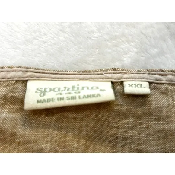 Spartina100% Linen Front tie Vacation, Summer Blouse Embroidered Sleeves XXL - Picture 5 of 6